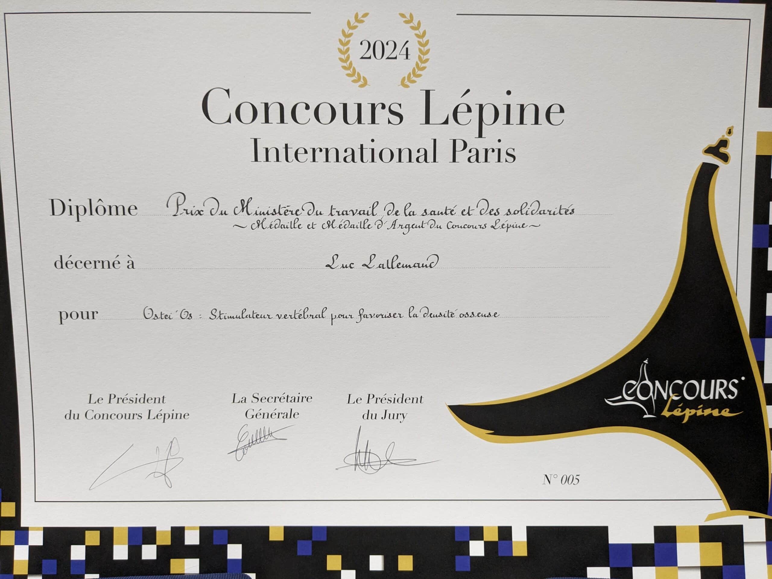 Concours Lépine 2024 : Prix du Ministère de la Santé